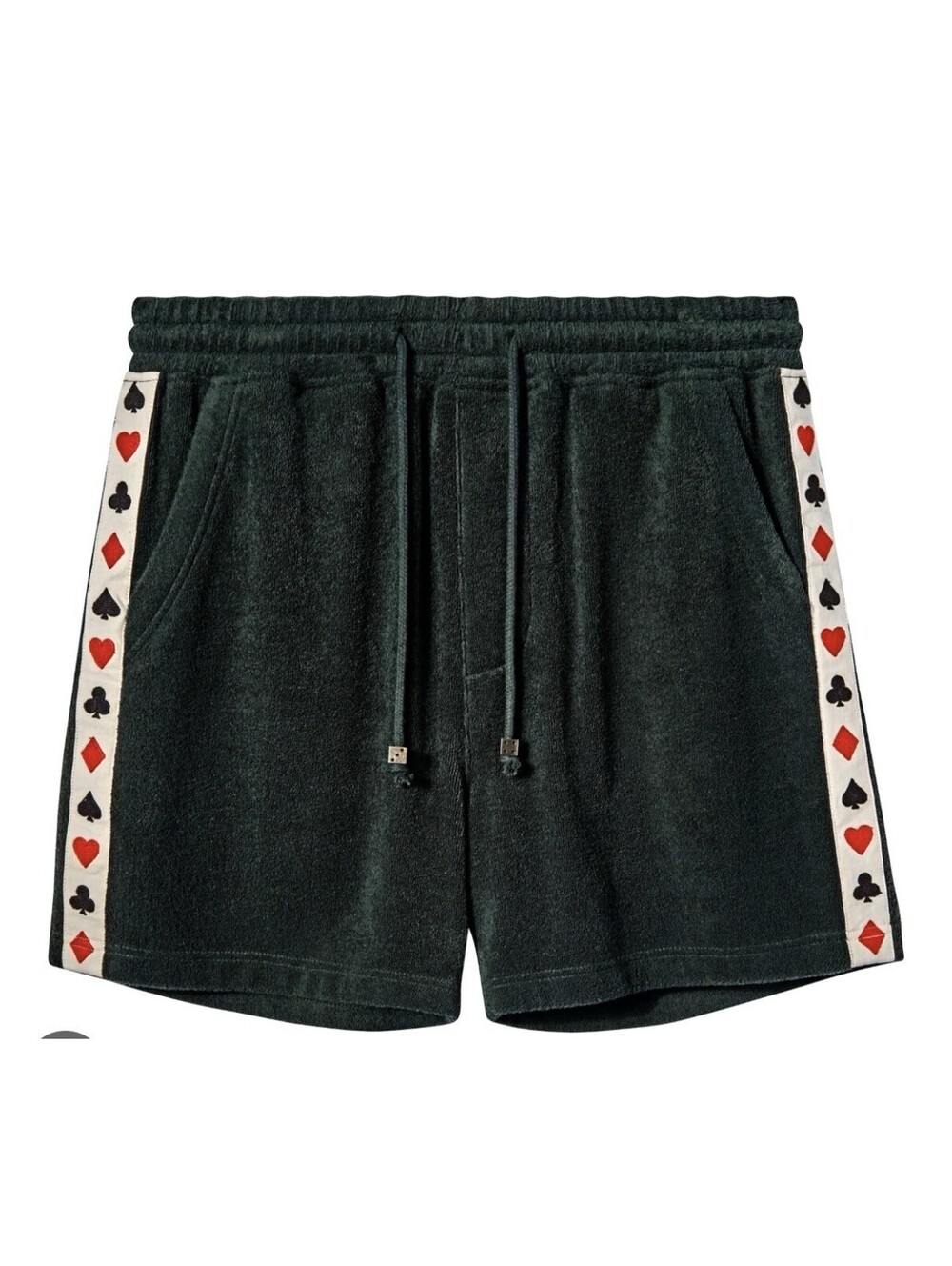 Tombolo Men Cabana Shorts Dark Green Size SM Vicey Dicey Terry Cotton Drawstring